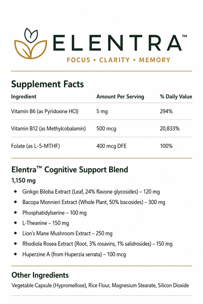 Elentra – Advanced Memory & Brain Support Formula (60 Capsules)